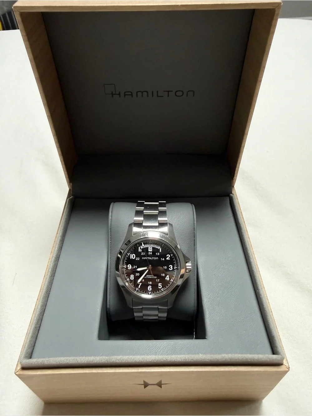 Hamilton Silver-Tone Automatic Watch with Exhibition Back